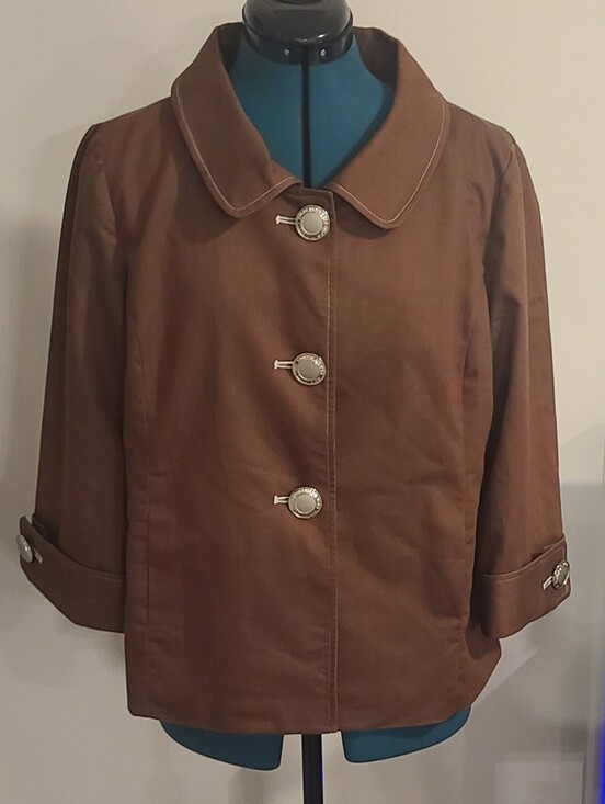 Bob Mackie Jackets & Blazers - Rare Vintage Bob Mackie Wearable Art Brown Swing Coat 3/4 Sleeve, Medium